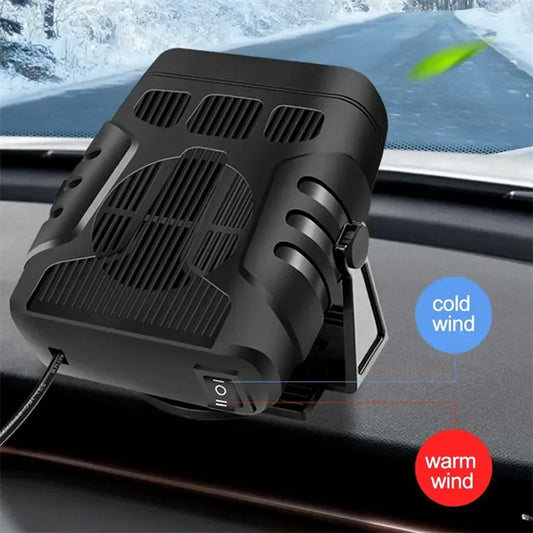 Aquecedor e desembaçador elétrico 12/24V com rotação de 360º para carros.